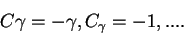 \begin{displaymath}C\gamma = - \gamma, C_{\gamma} = -1, ... .\end{displaymath}