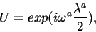 \begin{displaymath}U = exp(i { \omega^a}\frac{{ \lambda^a}}{2}),\end{displaymath}