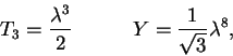\begin{displaymath}T_3 = \frac{\lambda^3}{2} ~~~~~~~~~Y = \frac{1}{\sqrt{3}}
\lambda^8,\end{displaymath}