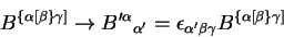 \begin{displaymath}B^{\left\{\alpha\left[\beta\right\}\gamma\right]}\rightarrow
...
...}\beta\gamma}
B^{\left\{\alpha\left[\beta\right\}\gamma\right]}\end{displaymath}