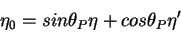 \begin{displaymath}\eta_0 = sin\theta_P \eta + cos\theta_P \eta^\prime\end{displaymath}