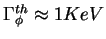 $\Gamma^{th}_\phi \approx 1 KeV$