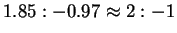 $1.85 : -0.97 \approx 2 : -1$