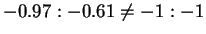 $-0.97 : -0.61 \neq -1 : -1$
